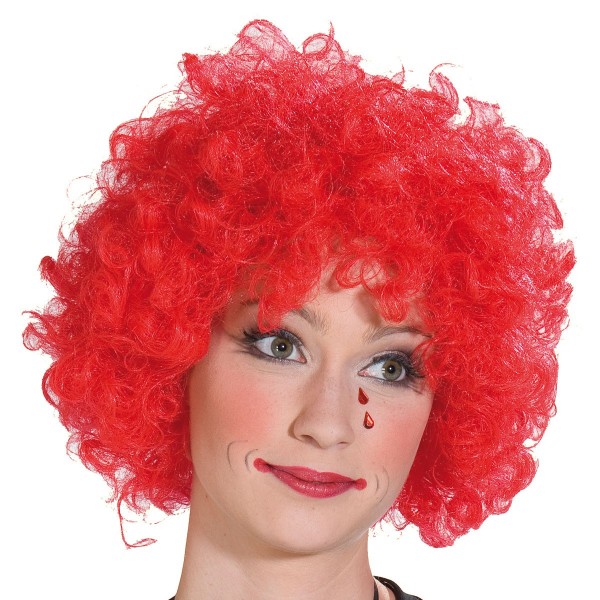 Lockig clownperuk Röd