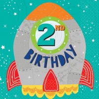 16 Space Party 2nd Birthday Servietten 33cm