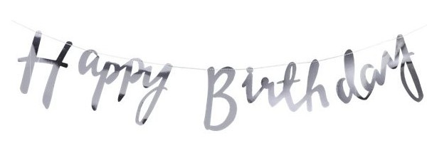 Silberne Handlettering Birthday Girlande 1,5m