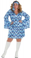 Blaues 70er Jahre Partyfever Kleid