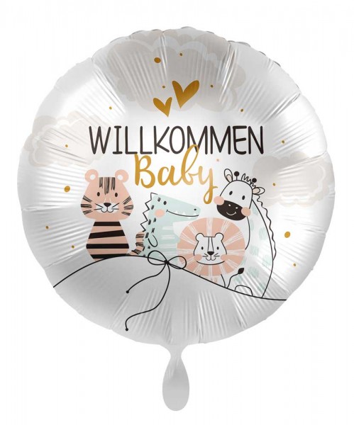 Satin Willkommen Baby Folienbballon 45cm