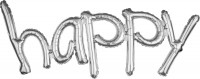 Happy Folienballon in Silber 1,04m x 50cm