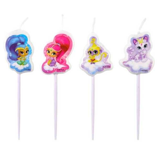 4 Shimmer & Shine Birthday Tortenkerzen 6cm