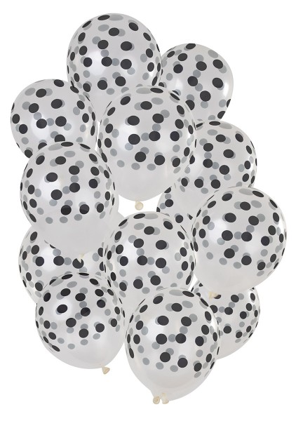 15 Latexballons mit schwarzen Punkten