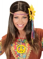 Hippie Perücke mit buntem Haarband