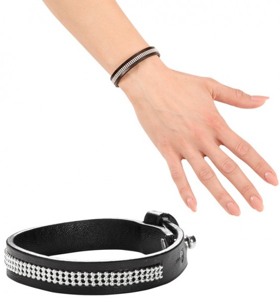 Rocker Armband Mit Spikes Schwarz-Silber