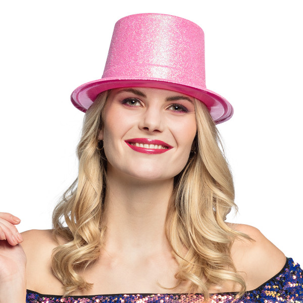 Fucsia Glitzer Hut In Neon Pink
