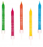 Bunte Happy Birthday Tortenkerzen Mit Halterung 10 Stück