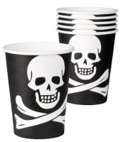 10 Piratenparty Totenkopf Pappbecher 210ml