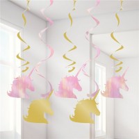 5 Golden Unicorn Spiralhänger