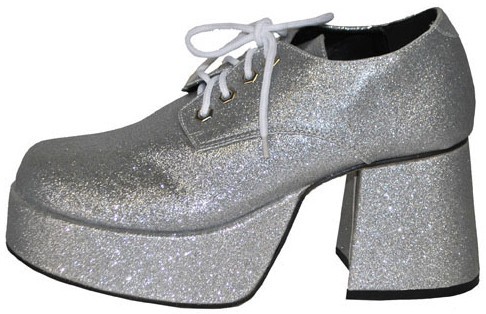 Glitzer Disco Plateau Schuhe Silber Für Herren