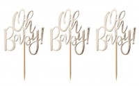 12 Goldene Oh Baby Cupcake Spieße 13,5cm