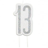 Glittering 13th Birthday Tortenkerze silber