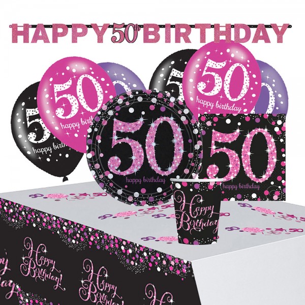 Pink 50th Birthday Deko Set 41-teilig