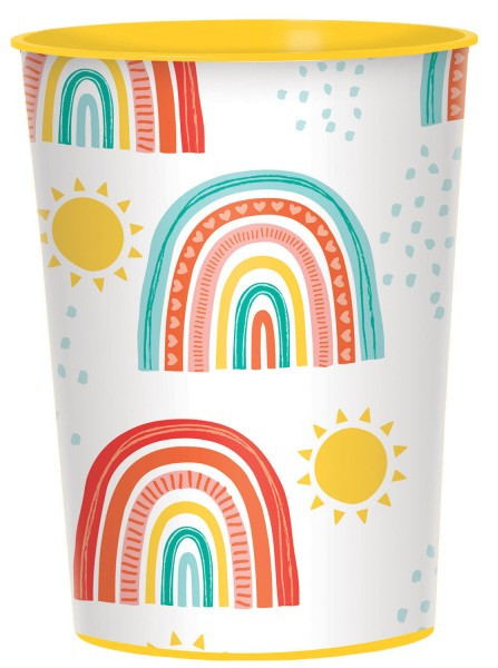 8 Regenbogen Pappbecher 250ml