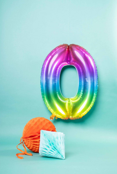 Zahl 0 Super Rainbow Folienballon 86cm
