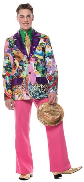 Buntes Flower Power Party Jackett Für Herren