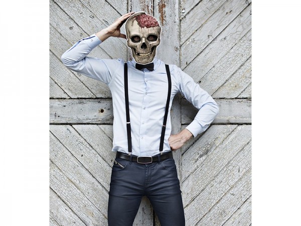 Totenkopf Maske Pappe mit Band 3