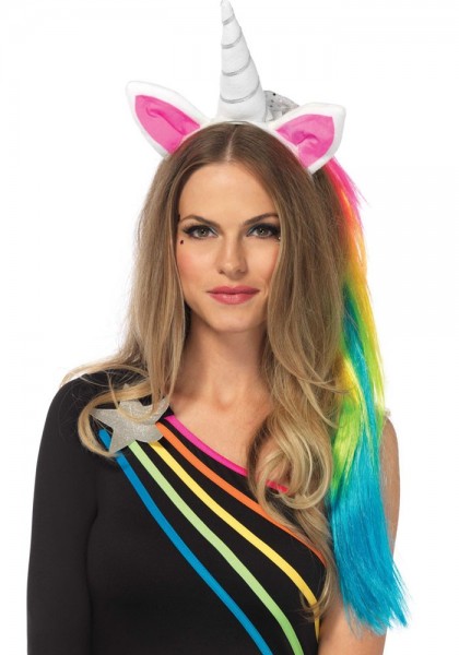 Haarreif mit Einhorn und buntem Haarschweif