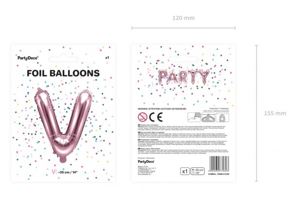 Folienballon V roségold 35cm 3
