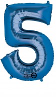 Zahlenballon 5 Blau 86cm