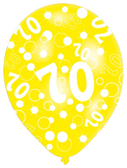 6 bunte Luftballons 70.Geburtstag 27,5cm 4