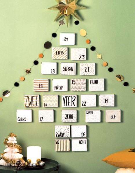24 Adventskalender Schachteln Sterne silber 4
