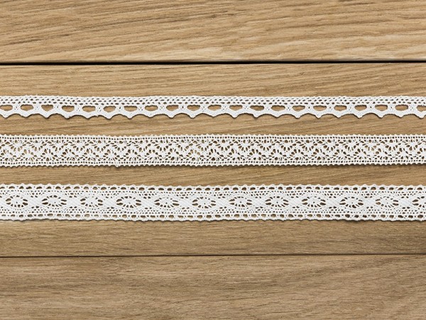 1,5m Vintage Spitzenband Marie weiß 3er Set