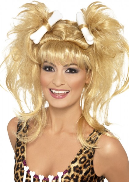 Blonde Keula Steinzeit Perücke Mit Knochen