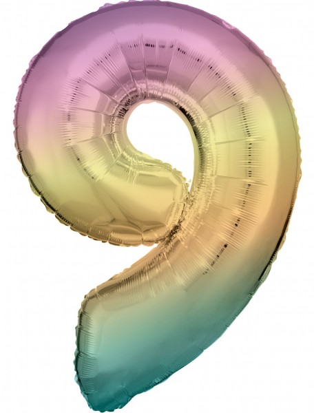 Edler Regenbogen Zahl 9 Ballon 86cm