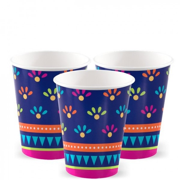 8 Boho Chic Fiesta Pappbecher 256ml
