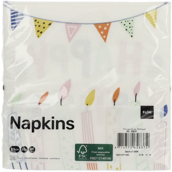 20 Eco Birthday Servietten 33cm