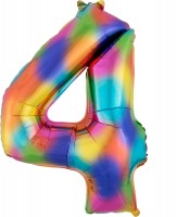 Regenbogen Zahl 4 Folienballon