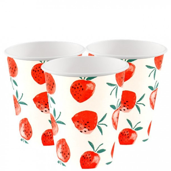 8 Eco Erdbeer Partybecher 250ml