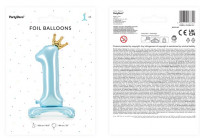 Vorschau: Babyblue Zahl 1 stehender Folienballon