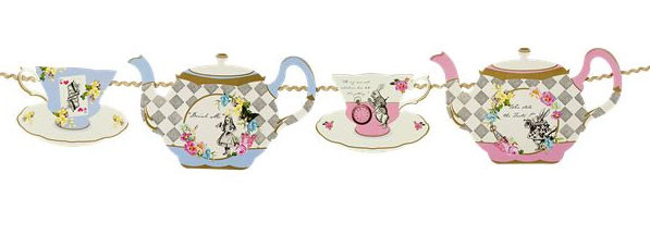 Alice im Wunderland Teetasse und Teekanne Girlande 4m