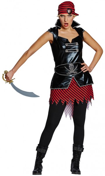 Eroberin Der Meere Zora Schwarz-Rotes Piratenkostüm Für Damen