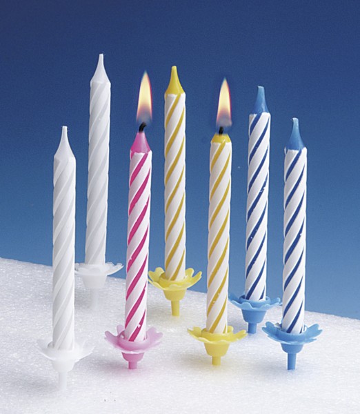 24 Lovely Birthday Tortenkerzen Bunt Inklusive 12 Halterungen 5cm