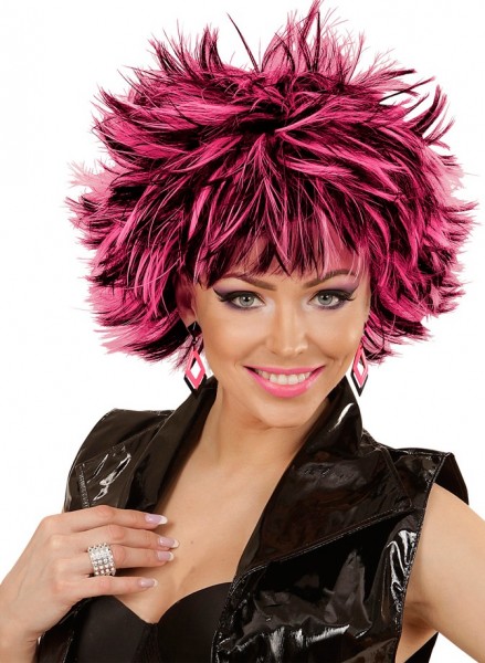 80er Jahre Perücke Stacy Schwarz Pink