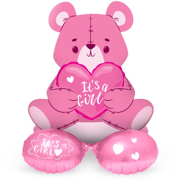Rosa Its a girl Teddy Folienballon 61cm