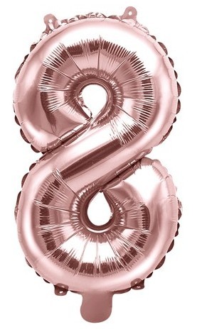 Metallic Zahlenballon 8 roségold 35cm