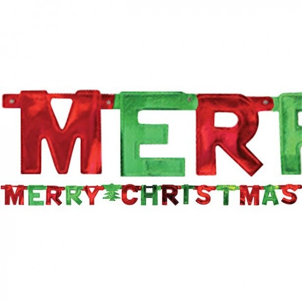 Merry Christmas Girlande grün-rot 1,5m