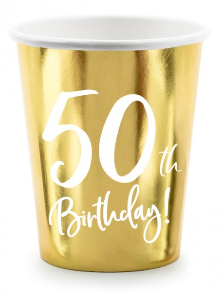 6 Glossy 50th Birthday Becher 220ml