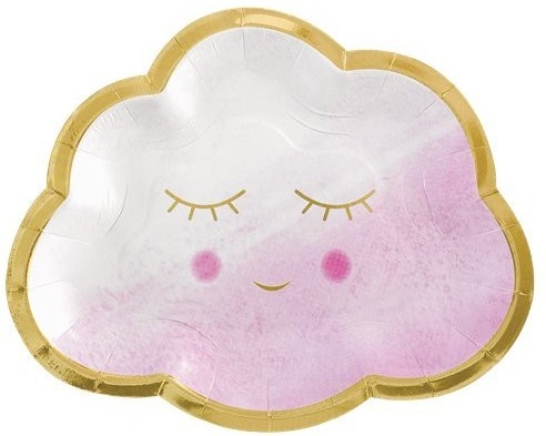 8 Wölkchen Babyparty Pappteller rosa 16cm