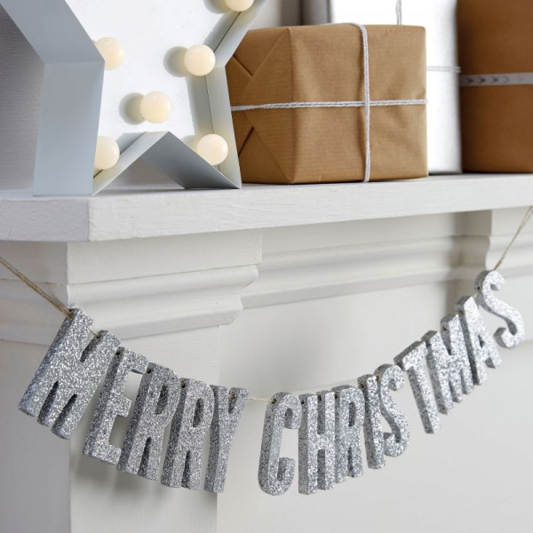 Merry up Silver Glitter Girlande 70cm