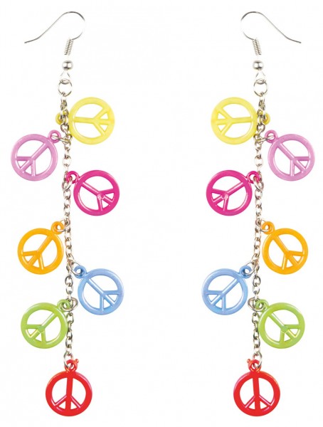 Bunte Hippie-Ohrringe Mit Peacezeichen 3