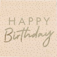 16 Happy Birthday Servietten pfirsich 32cm