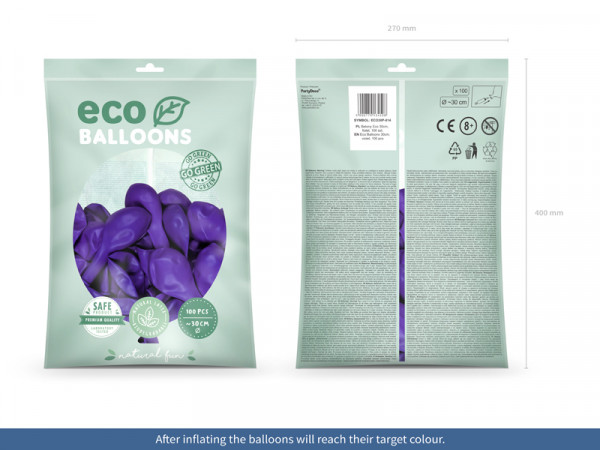 100 Eco Pastell Ballons violett 30cm 2