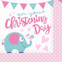16 Christening Day Servietten rosa 33cm