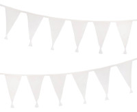 Vorschau: Weiße Wimpelkette aus Stoff 4m